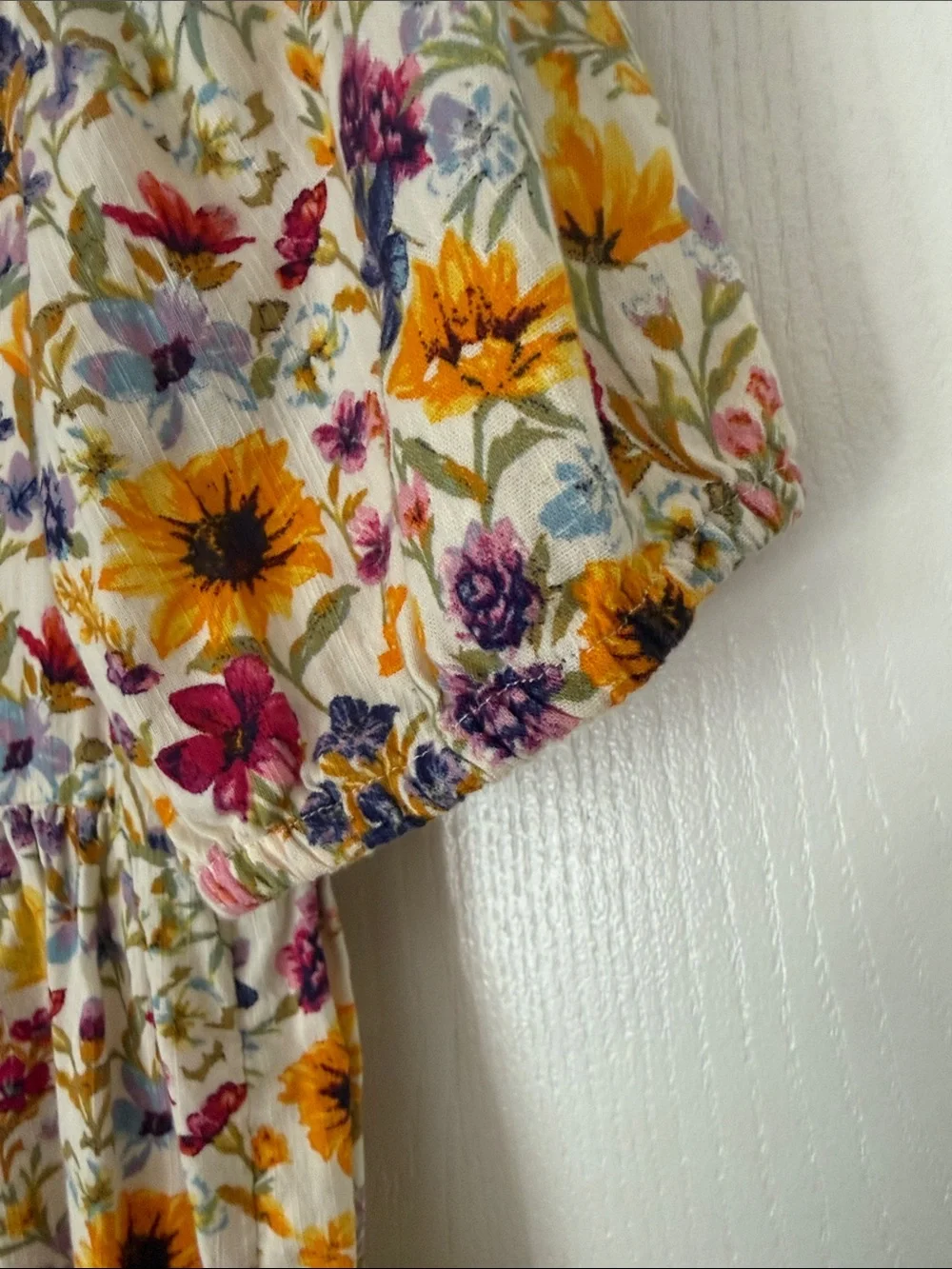 Old Navy Girls Wildflower White Floral Sunflower Print Dress Sz 14-16